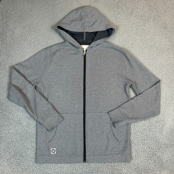 Linksoul Full Zip Jacket Hooded Birdseye Print Mens Size Medium Excellent - Picture 1 of 9